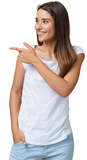 profile woman pointing copy space advertisement isolated yellow background 1 1